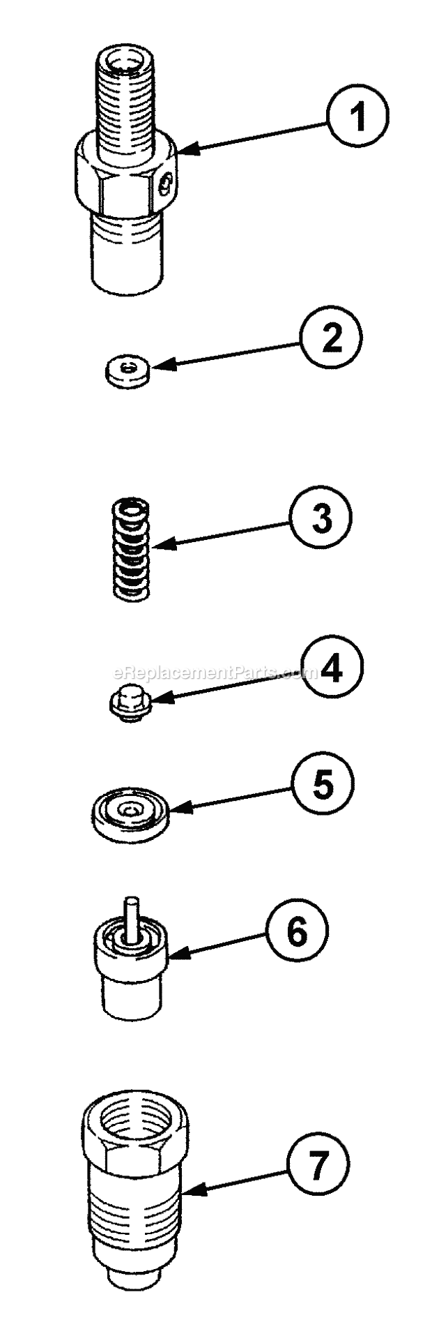 Nozzle & Nozzle Holder Diagram and Parts List for 54A-458D100, 590-603-100 Cub Cadet Lawn Tractor